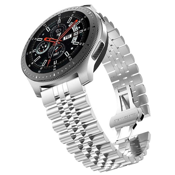 22mm - Samsung Galaxy Watch 3 45mm Five Beads Steel Watch Band(Silver)