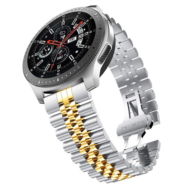 20mm - Samsung Galaxy Watch 3 41mm Five Beads Steel Watch Band(Silver Gold)