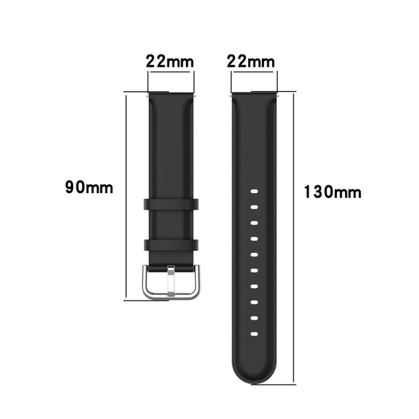 Samsung Galaxy Watch 3 45mm 22mm Leather Strap with Round Tail Buckle(Black)