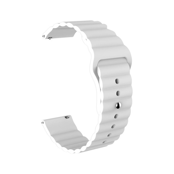 20mm - Huawei GT2 42mm Huami Mi Dynamic Youth Edition Reverse Buckle Wavy Silicone Watch Band(White)