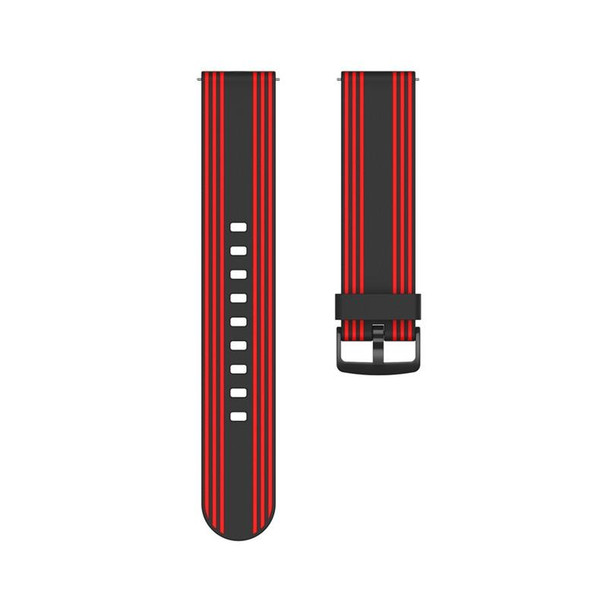 20mm - Huami Amazfit GTS / Samsung Galaxy Watch Active 2 / Huawei Watch GT2 42MM Striped Silicone Watch Band(Black red)