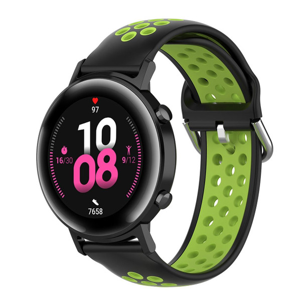 20mm - Huami Amazfit GTS / Samsung Galaxy Watch Active 2 / Huawei Watch GT2 42MM Inner Buckle Silicone Watch Band(Black green)