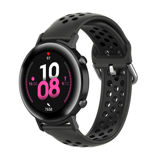 22mm - Huawei Watch GT2e/GT/GT2 46MM Fashion Inner Buckle Silicone Watch Band(Coal black black)