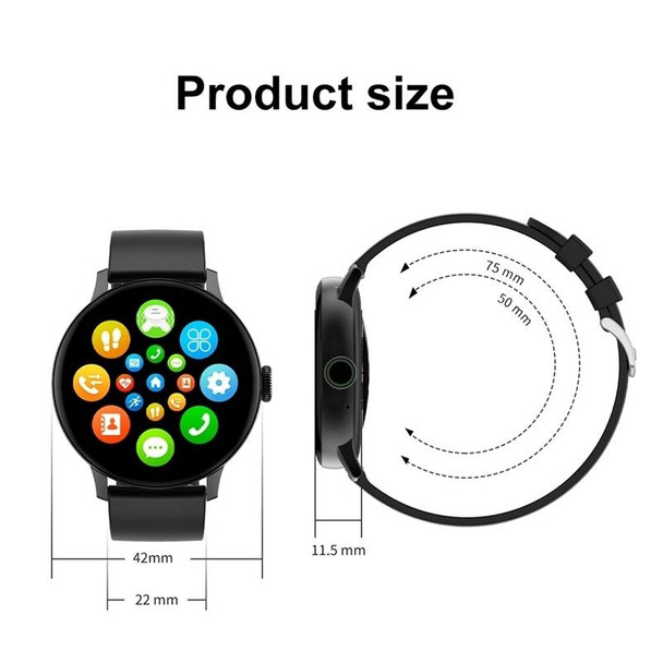DT2 1.19 inch Color Screen Smart Watch, IP68 Waterproof,Silicone Watchband,Support Bluetooth Call/Heart Rate Monitoring/Blood Pressure Monitoring/Blood Oxygen Monitoring/Predict Menstrual Cycle Intel