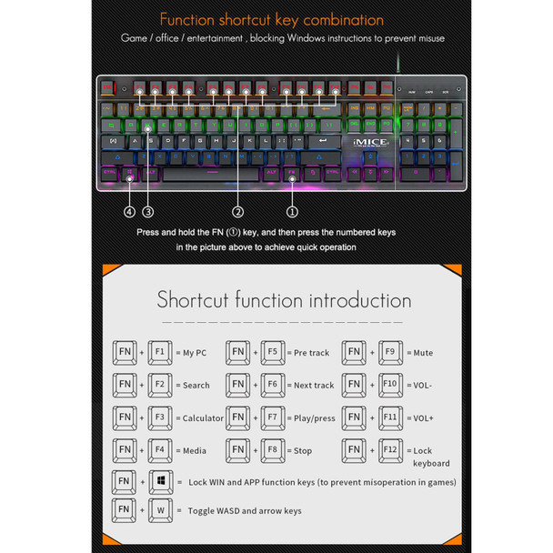 iMICE MK-X80 104 Keys Mechanical Blue-axis Backlight Wired Gaming Keyboard