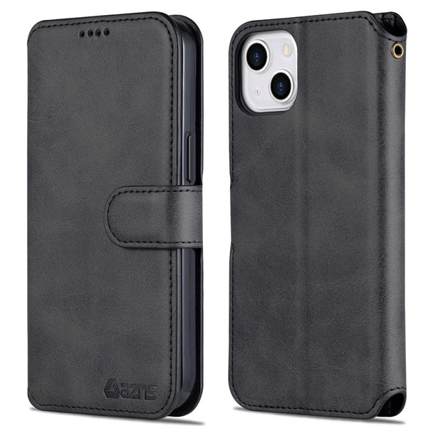 AZNS Calf Texture Flip Leatherette Phone Case - iPhone 14 Max(Black)