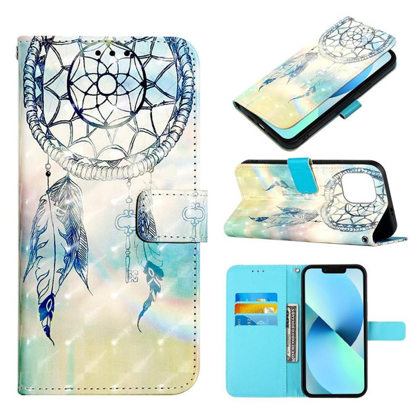 3D Painting Horizontal Flip Leatherette Phone Case - iPhone 14(Dream Wind Chimes)