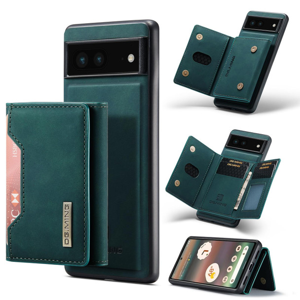 Google Pixel 6A DG.MING M2 Series 3-Fold Multi Card Bag + Magnetic Phone Case(Green)