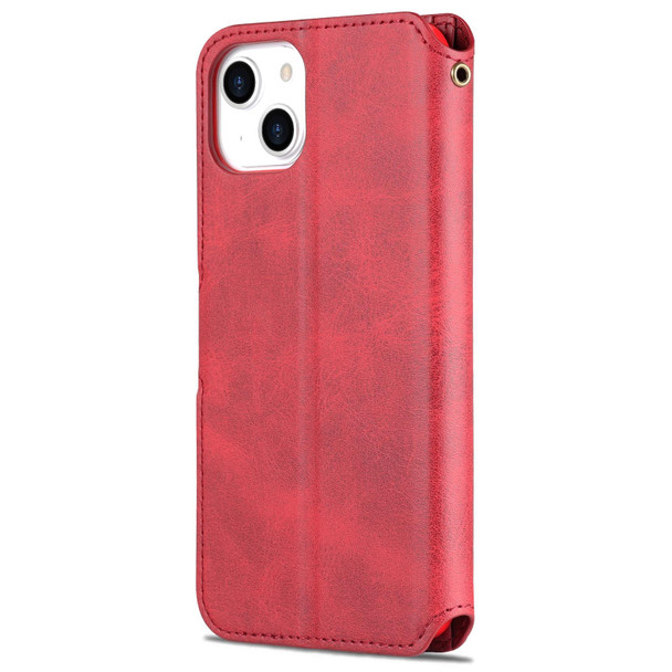 AZNS Calf Texture Flip Leatherette Phone Case - iPhone 14 Max(Red)