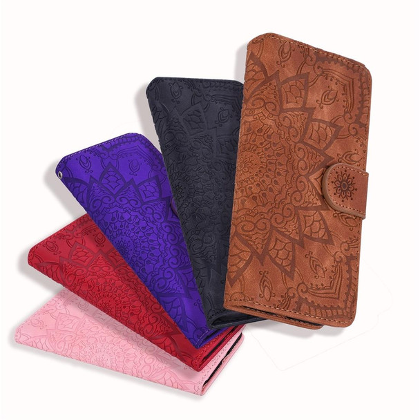 Calf Pattern Double Folding Design Embossed Leatherette Case with Wallet & Holder & Card Slots for iPhone 11 (6.1 inch)(Brown)