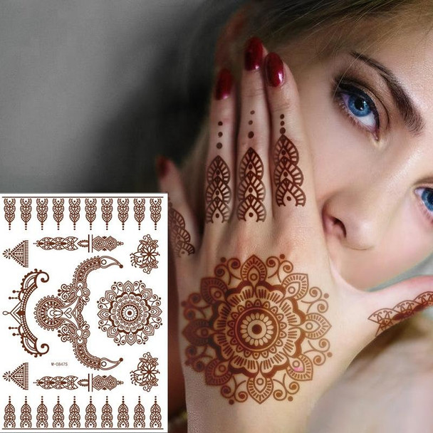 5 PCS Semi Permanent Brown Red Waterproof Lace Tattoo Sticker, Size: 208 x 148mm(W-0853S)