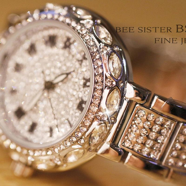 BS Bee Sister  FA1499 Ladies Diamond Watch Jewelry Chain Watch(Silver)