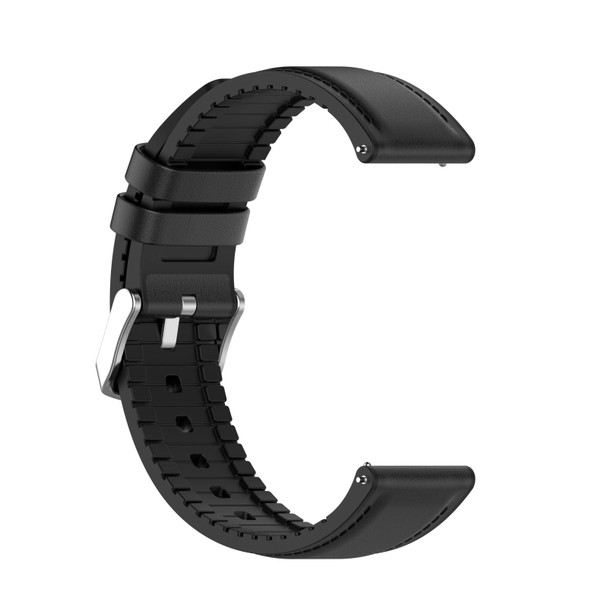 22mm Silicone Leatherette Watch Band for Samsung Galaxy Watch 3 45mm(Black)