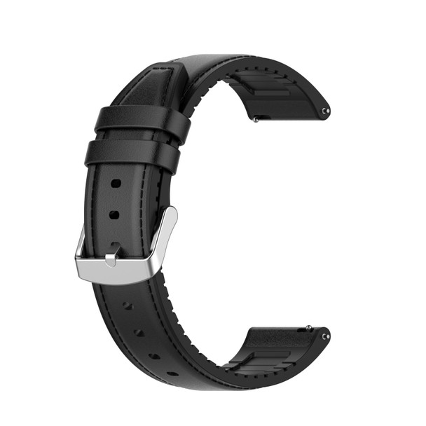 22mm Silicone Leatherette Watch Band for Samsung Galaxy Watch 3 45mm(Black)