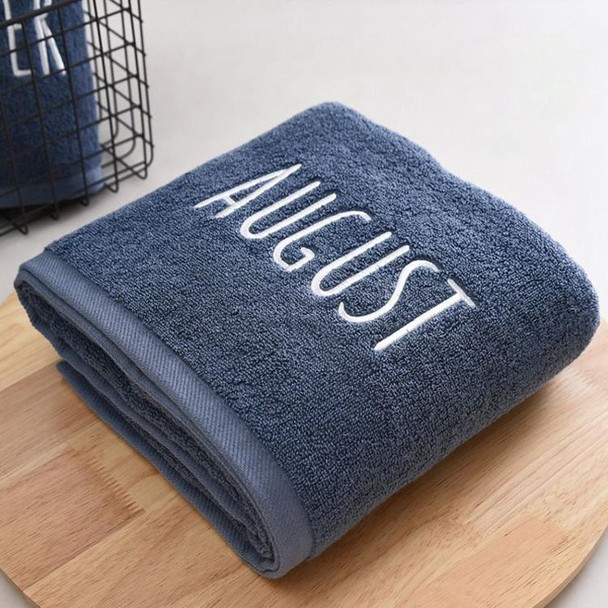 Month Embroidery Soft Absorbent Increase Thickened Adult Cotton Bath Towel, Pattern:August(Gray)