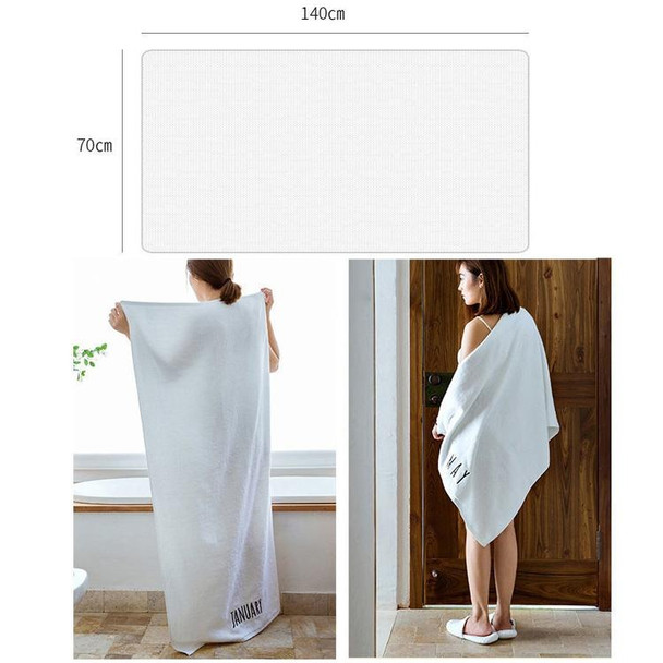 Month Embroidery Soft Absorbent Increase Thickened Adult Cotton Bath Towel, Pattern:January(White)