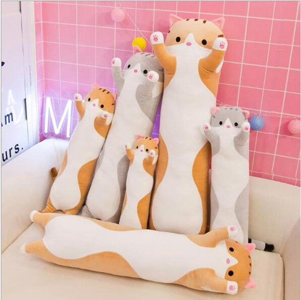 Soft Cute Pet Long Cat Pillow Plush Toy Sleeping Doll Lazy Doll, Size:Height 50cm(Gery)