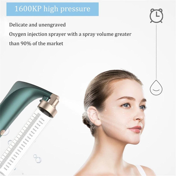 Handheld High Pressure Oxygen Injector Portable Large Spray Facial Moisturizer Household Moisturizing Beauty Equipment, Colour: Electroplating Green
