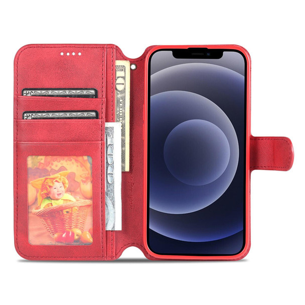 AZNS Calf Texture Horizontal Flip Leatherette Case with Holder & Card Slots & Wallet & Photo Frame - iPhone 13 mini(Red)