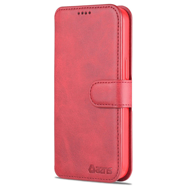 AZNS Calf Texture Horizontal Flip Leatherette Case with Holder & Card Slots & Wallet & Photo Frame - iPhone 13 mini(Red)