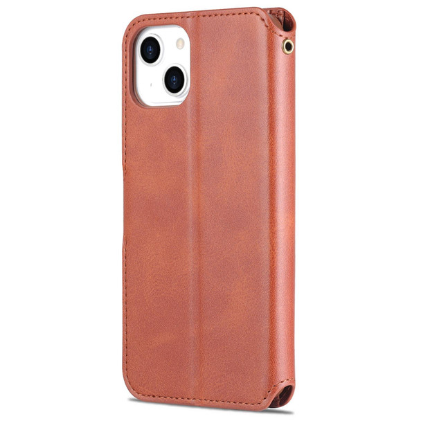 AZNS Calf Texture Horizontal Flip Leatherette Case with Holder & Card Slots & Wallet & Photo Frame - iPhone 13 mini(Brown)