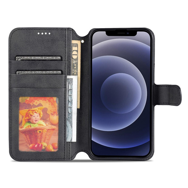 AZNS Calf Texture Horizontal Flip Leatherette Case with Holder & Card Slots & Wallet & Photo Frame - iPhone 13 mini(Black)