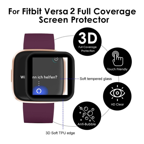 Fitbit Versa 2 (2019) ENKAY Hat-prince 3D Full Screen Soft TPU Edge + Soft Glass HD Screen Protector Film