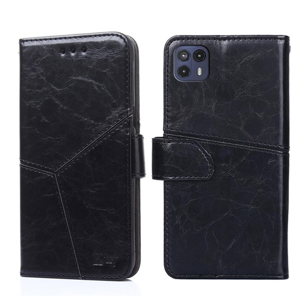 Motorola Moto G50 5G Geometric Stitching Horizontal Flip Leather Phone Case(Black)