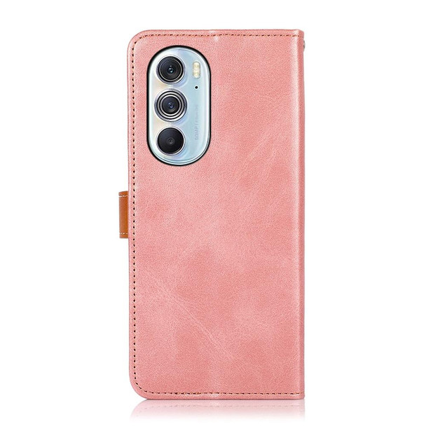 Motorola Edge X30 KHAZNEH Dual-color Cowhide Texture Flip Leather Phone Case(Rose Gold)