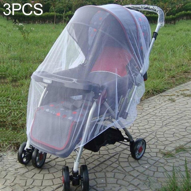 3 PCS 150cm Baby Pushchair Mosquito Insect Shield Net Safe Infants Protection Mesh Stroller Accessories Mosquito Net(White)