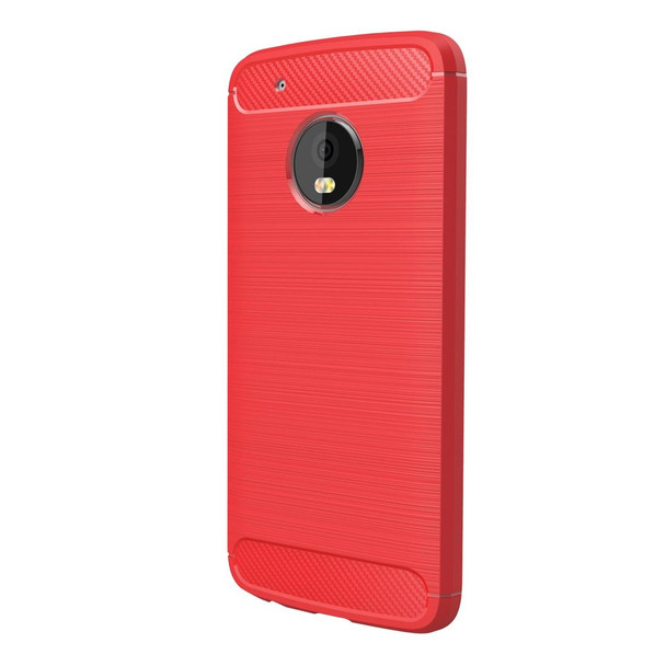 Motorola Moto G5 Plus Brushed Carbon Fiber Texture Shockproof TPU Protective Cover Case(Red)