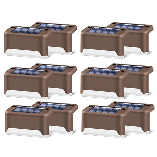 12 PCS Solar Powered LED Outdoor Stairway Light IP65 Waterproof Garden Lamp, Warm White Light(Brown)