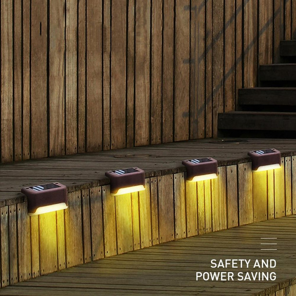 12 PCS Solar Powered LED Outdoor Stairway Light IP65 Waterproof Garden Lamp, Warm White Light(Brown)