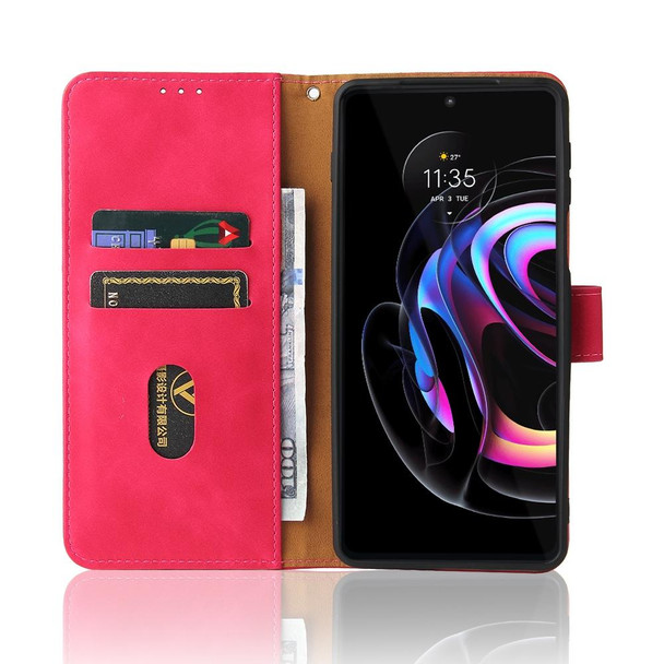 Solid Color Skin Feel Magnetic Buckle Horizontal Flip Calf Texture PU Leather Case with Holder & Card Slots & Wallet - Motorola Moto Edge 20 Pro(Rose Red)