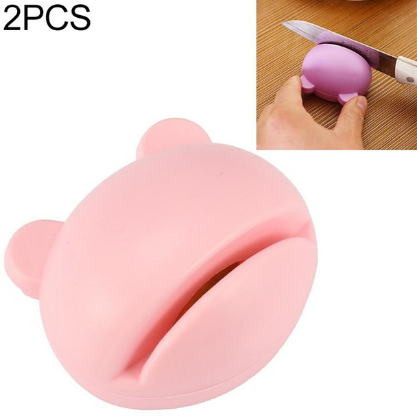 2 PCS  Multifunction Cartoon Design Knife Sharpener(Pink)