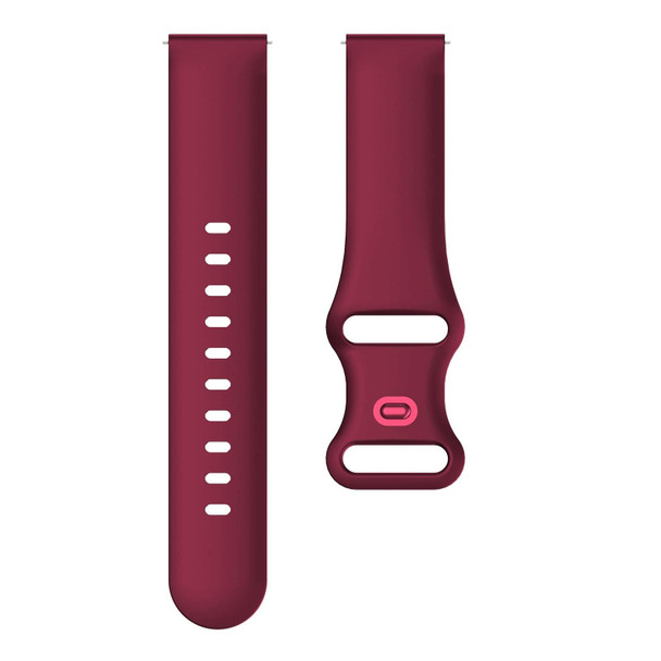 22mm - Samsung Galaxy Watch Active 3 45mm Butterfly Buckle Silicone Watch Band(Wine Red)