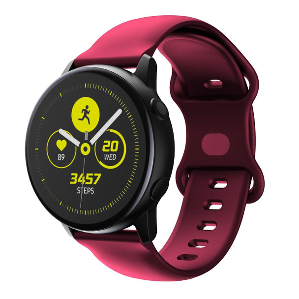 22mm - Samsung Galaxy Watch Active 3 45mm Butterfly Buckle Silicone Watch Band(Wine Red)