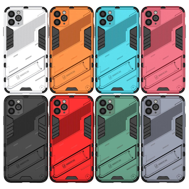 Punk Armor 2 in 1 PC + TPU Shockproof Case with Invisible Holder - iPhone 11 Pro Max(Light Red)