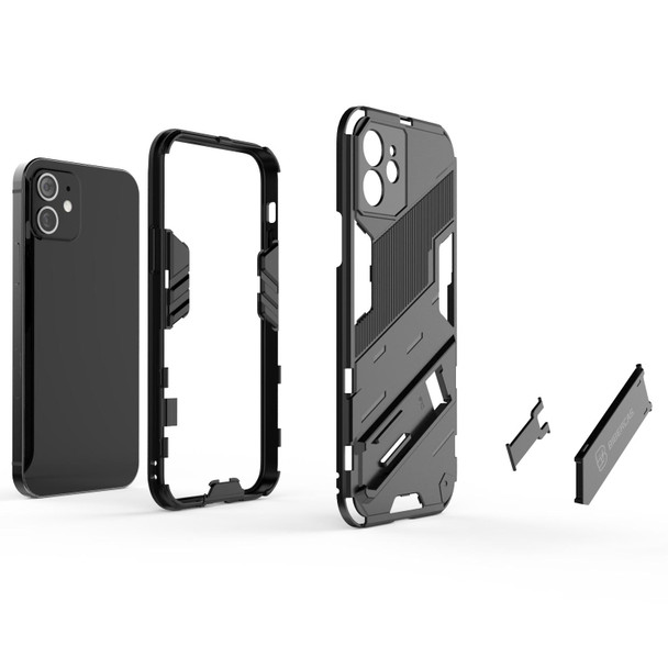 Punk Armor 2 in 1 PC + TPU Shockproof Case with Invisible Holder - iPhone 12(Grey)