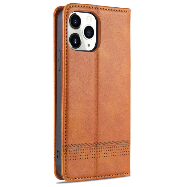 AZNS Magnetic Calf Texture Horizontal Flip Leatherette Case with Card Slots & Holder & Wallet - iPhone 13(Light Brown)