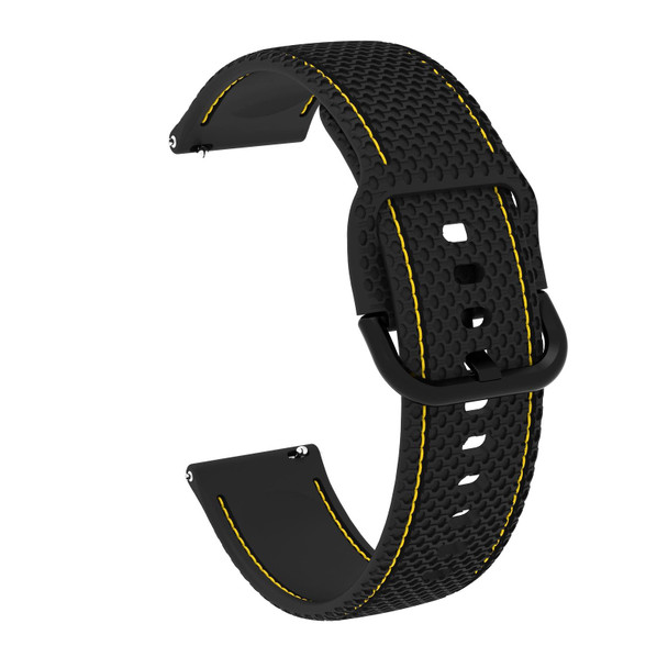 20mm - Samsung Galaxy Watch Active 2 Two-color Stitching Silicone Watch Band(Black+Yellow Line)