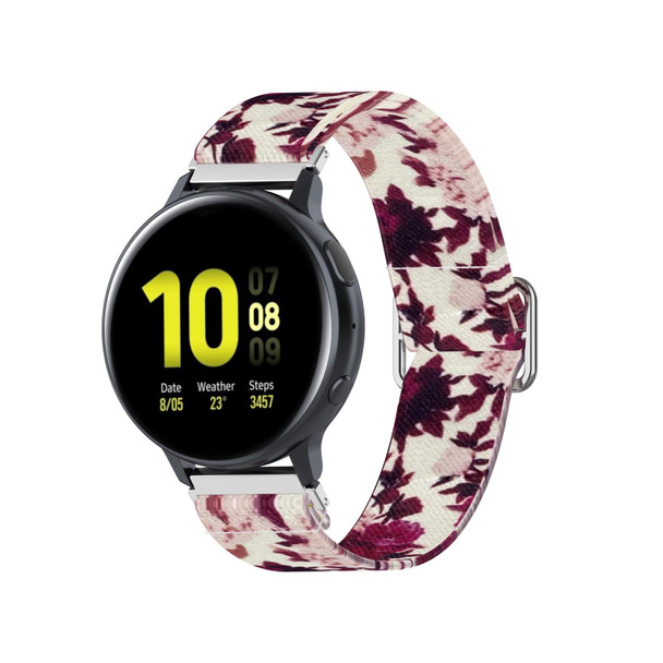 20mm - Samsung Galaxy Watch Active2 / Active Adjustable Elastic Printing Watch Band(Peony)