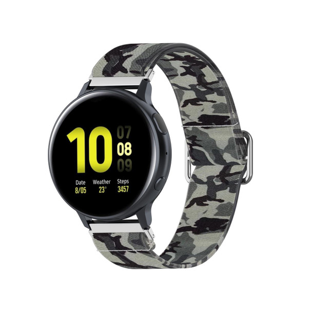 20mm - Samsung Galaxy Watch Active2 / Active Adjustable Elastic Printing Watch Band(Camouflage Gray)