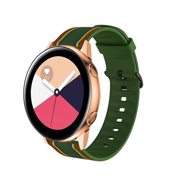 20mm - Huami Amazfit GTS / Samsung Galaxy Watch Active 2 / Huawei Watch GT2 42MM Striped Silicone Watch Band(Army Green)