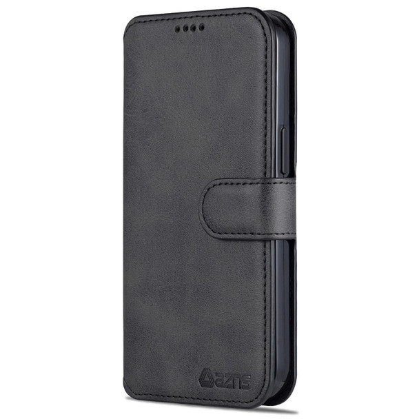 AZNS Calf Texture Flip Leatherette Phone Case - iPhone 14(Black)