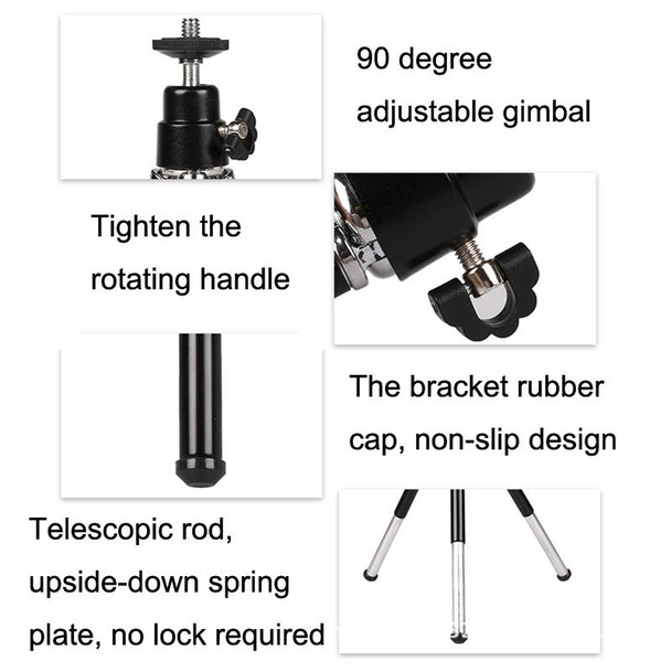 2PCS Projector Phone Stand Desktop Portable Telescopic Mini Metal Tripod, Style: 2 Sections (Black)