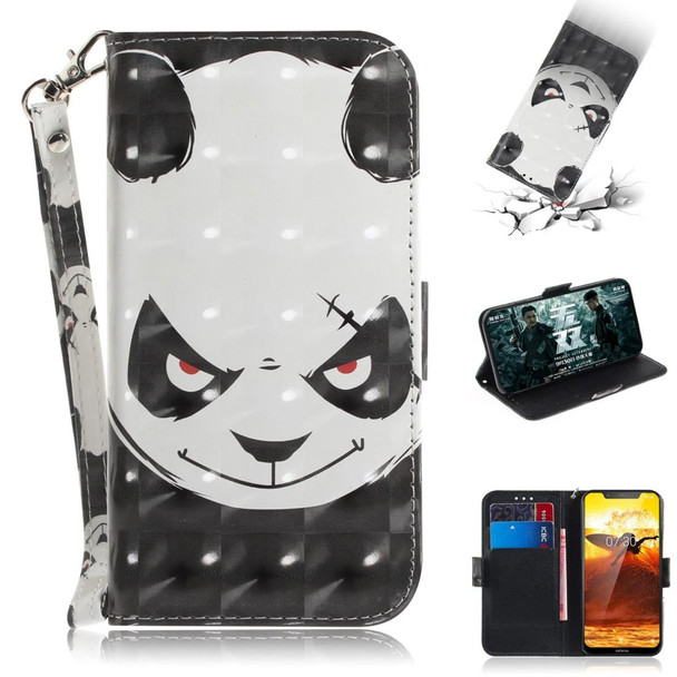 3D Painting Pattern Coloured Drawing Horizontal Flip Leatherette Case with Holder & Card Slots & Wallet - Nokia 8.1 / X7(Angry Bear)