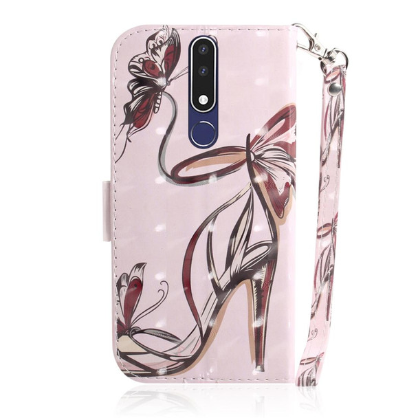 3D Painting Pattern Coloured Drawing Horizontal Flip Leatherette Case with Holder & Card Slots & Wallet - Nokia 3.1 Plus(Butterfly High Heels)