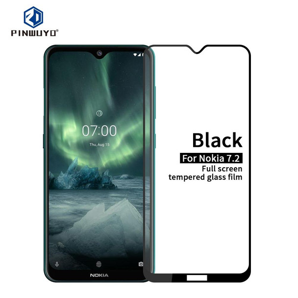 Nokia 7.2 PINWUYO 9H 2.5D Full Screen Tempered Glass Film(Black)