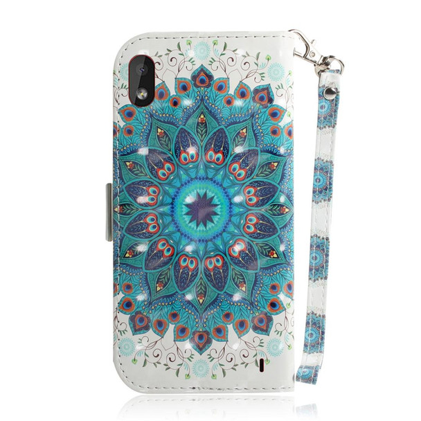 3D Colored Drawing Peacock Wreath Pattern Horizontal Flip Leatherette Case for Nokia 1 Plus, with Holder & Card Slots & Wallet